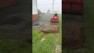 DIY magnetic broom sweeping up soil spill #shorts #kubotabx #broom #tractor #tractorattachment