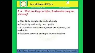 Extension Program Planning | Exit Exam Questions for Rural Development and Agricultural Extension