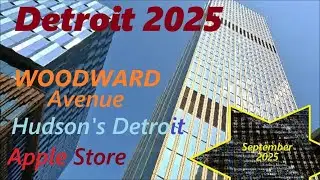 Downtown Detroit Woodward Avenue: Apple Store Preparing To Open; Hudson's; Foxtown; Comerica Park.
