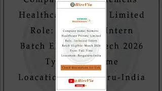 Siemens Healthineers is Hiring | Technical Intern (MTech 2026) | Bengaluru