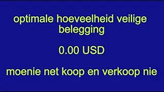 die geld wat jy verdien is uiteindelik reeds optimale belegging