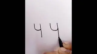 Easy trick to make birds from number 44 #drawing #trending #easybirddrawingforkids #art