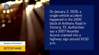 Passenger Injured in Car Accident on Anthony Road in Victoria, TX
