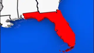 Florida FL United States Map Animated State Video Clip 3d Animation