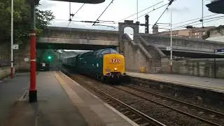 Class 55 Deltic no D9009 Alycidon passes Bingley with The Deltic Deviator 29/09/18