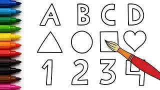 Shapes Drawing with Learn ABC Alphabets | A for Apple, B for Ball | Easy Drawing & Coloring for Kids