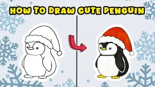 How to Draw a Cute Penguin &ndash; Christmas Mood Art Tutorial