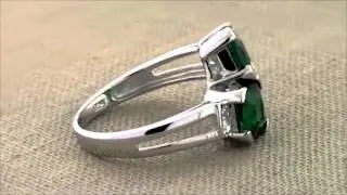 TWO STONE EMERALD .925 SILVER RING