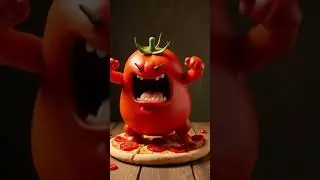 Angry Tomato&rsquo;s Final Stand on Pizza! 🍕🍅 #satisfying #3danimation #veo3