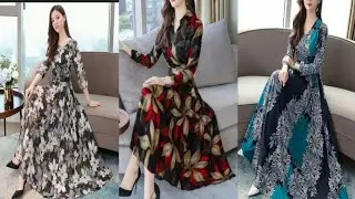 beautiful chiffon floral print frock design|georgette frock design|chiffon dress|@KushiMaqbool