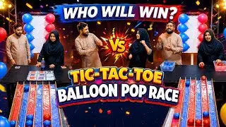 TIC TAC TOE Drop 🎯!! Flip the bottle tic tac toe pop the balloons!! Who will win🤔 Match the Balls?