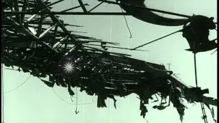Remains of wrecked German 6 motored transport at El Aouina airfield in Tunis. HD Stock Footage