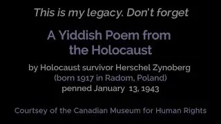 This is my legacy. Don&rsquo;t forget - remembering Herschel Zynoberg and the Jews of Radom