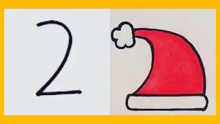 How to draw a Christmas cap|christmas cap drawing with number 2#Shorts #Art #Drawing #easy