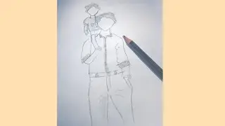 Father and son Drawing - pencil sketch / How to easily draw a son on father's shoulder / Art video