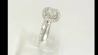 Vera Wang Love Natural Diamond Halo Engagement Ring .85CT 14KWG Princess Sz 6.75 - 33989