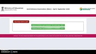 HOW TO DOWNLOAD JEE ADMIT CARD SEPTEMBER/APRIL SESSION 2020 | Joint Entrance Examination (Main)