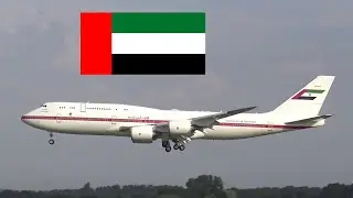 Abu Dhabi Presidential Flight VIP Boeing 747-8 Landing at Hamburg Airport