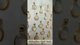 Ethiopian Opal Gold Pendants #gemstone #opal #crystals #handmadejewelry #youtubeshorts #wholesale