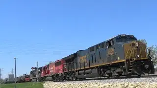 2 CSX Tier 4's & CP Power Lead Freight, Davenport, IA