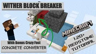 How to build a wither block breaker and crazy fast concrete converter tutorial for Minecraft Bedrock