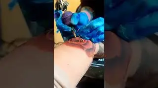 Colored Red rose Elbow tattoo