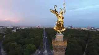 Bird view of Victory Colomn  in Tiergarten park in Berlin