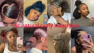 CURLY  NATURAL HAIRSTYLE ON 4a &4c  medium  Hair  ✨️ 