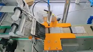 Daily disposable small tray tube top flat side labeling machine labeling video