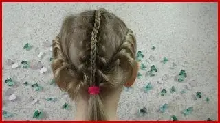Красивая причёска для девочек на каждый день. Плетение кос.
