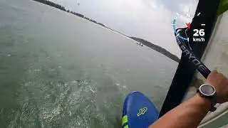POV Windsurfing Laydown Jibe at the speed of 50kph