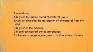 Atorvastatin |Mcq with answers explanation | Past papers |External pharmacy exams