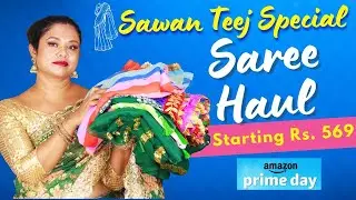 Hariyali Teej Saree Haul Start 569 Rs | Sequence,Embroidery,Silk,Bandhej,Gotapatti Saree|Amazon Haul