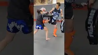 Low kick padwork with strong pro fighter