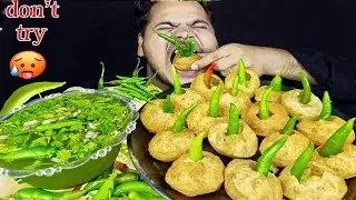 SPICY🥵 PANIPURI EATING CHALLENGE WITH SPICY GREEN CHILLI, GOLGAPPE EATING COMPACTION,