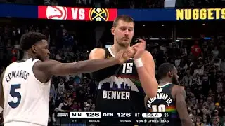 Anthony Edwards tries to disrupt Jokic's preparation for the FT, then acts like he didn't do it
