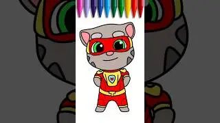 How to draw Super Tom from Talking Tom for kids - DrawColor #talkingtom #cat #cartoon #nursery #draw