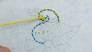 Hand Embroidery - Peacock Hand Embroidery || Threaded Running Stitch / Back Stitch / Fly Stitch