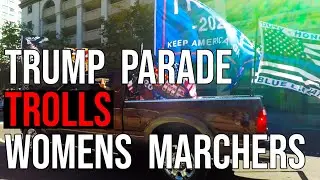 HUGE Pro-Trump parade TROLLS Women's March Protesters
