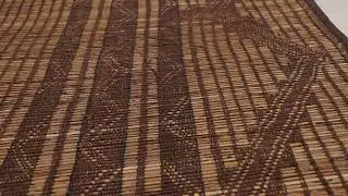 Vintage Tuareg Mat, Tribal Geometric Patterns in Rich Beige-Brown - Rug & Kilim -35929