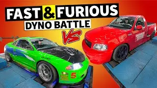 FAST & FURIOUS DYNO WAR! Hoonigan&rsquo;s 2JZ powered Ford F150 vs @throtl's Eclipse GSX
