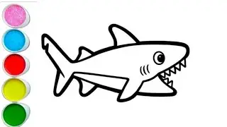 Shark drawing painting and colouring for kids |Toddler | how to draw #shark