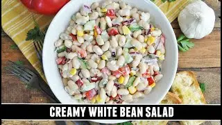 CREAMY White Bean Salad | Healthy and Refreshing 10 Minute Recipe