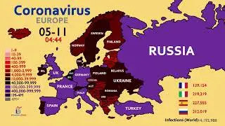 The Spread of Coronavirus in Europe Map Timelapse since January