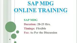 SAP MDG Online Training Video in India