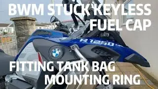 BMW R 1250 GSA. Keyless fuel cap stuck how to open it. Fitting Givi tank bag mounting ring.