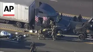 Texas highway truck chase ends with police pulling driver out