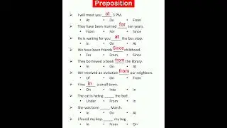Preposition in English Grammar | Preposition Quiz