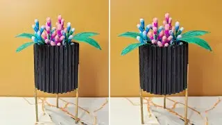 Diy Mini Planter From Waste Material | Flower From Earbuds | Mini Planter | 