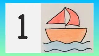 Drawing with number1|boat drawing #shorts#drawing#art